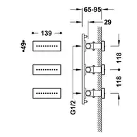 3 wbudowane dysze z hydromasażem 139x49 mm mosiężne Chrom TRES 29951504