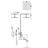 Zestaw natryskowy z baterią podtynkową Rapid-Box z regulacją strumienia 300x300 mm Chrom TRES 20528003