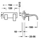 Bateria podtynkowa umywalkowa, wylewka 180 mm Chrom TRES 00630011