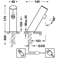 Elektroniczna jednostrumieniowa bateria umywalkowa Chrom TRES 39210302