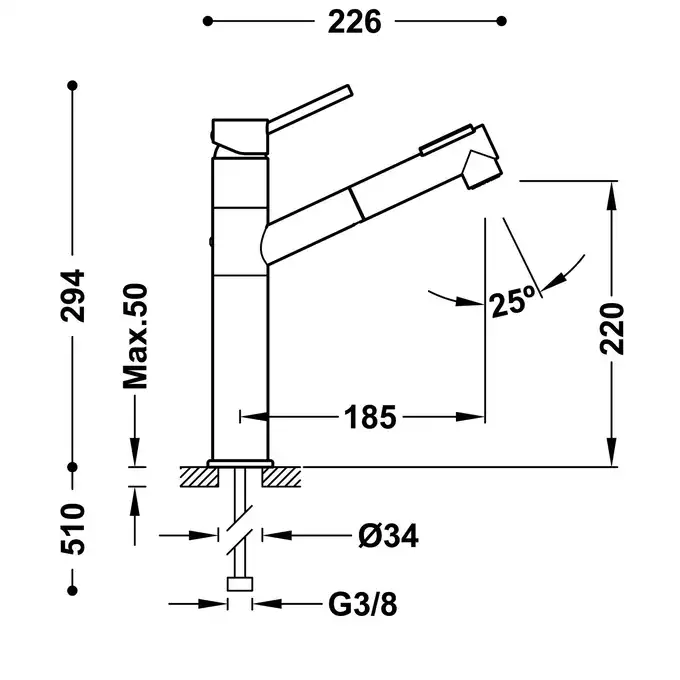 Bateria zlewozmywakowa stojąca Chrom TRES 03043401