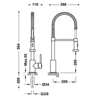 Bateria zlewozmywakowa stojąca Chrom TRES 03049301