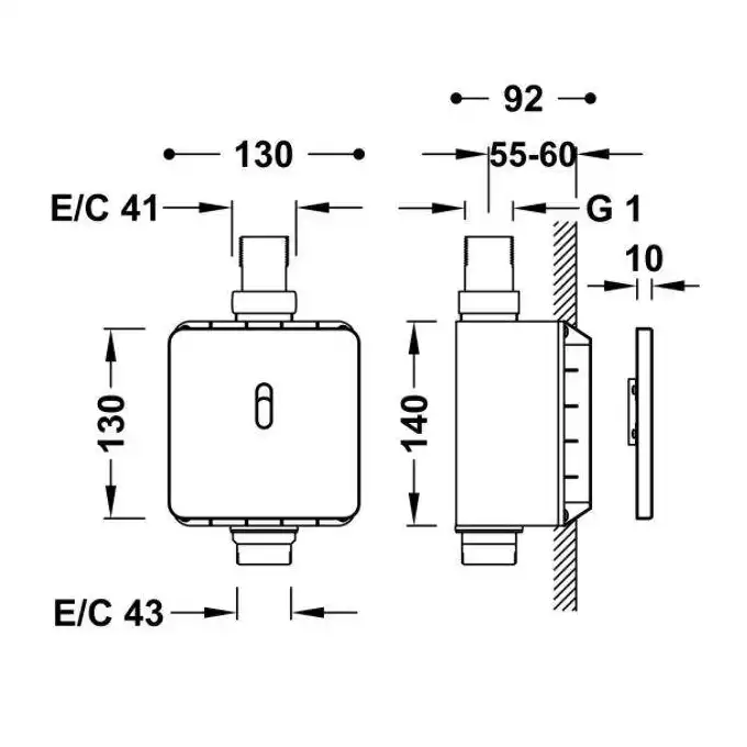 Armatura elektroniczna do W.C., podtynkowa Stal TRES 01221701