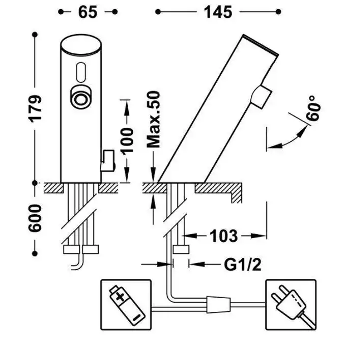 Mieszalnik baterii elektronicznej umywalkowej Chrom TRES 39210301