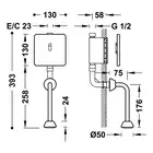 Armatura elektroniczna do pisuaru, podtynkowa Stal TRES 01220702