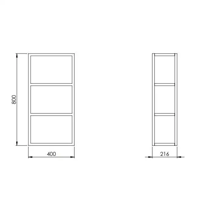 Stelaż wiszący 40/80 z Półkami (21,6) black matt ELITA RE150401107160