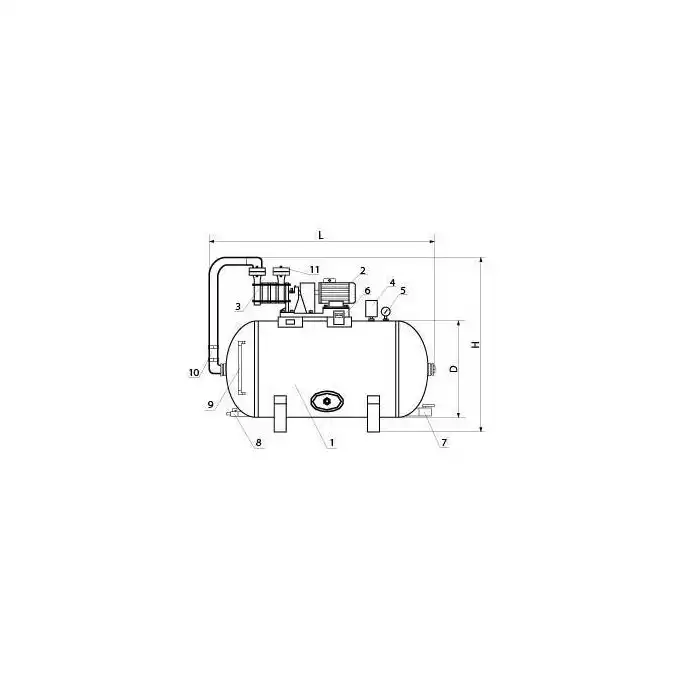 Automat wodociągowy AW–150 (zbiornik 150 l, poziomy, ocynkowany, pompa SKSb z silnikiem 230V, 1.1kW) WIMEST GA150 S 2ST 1F