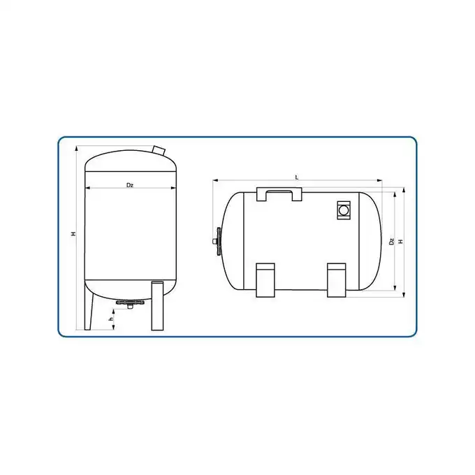 Zbiornik hydroforowy przeponowy 80 l, poziomy WIMEST GZP03 &quot;80&quot; (L)