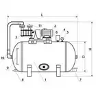 Automat wodociągowy AW–200 (zbiornik 200 l, poziomy, ocynkowany,    pompa SKSb z silnikiem 400V, 1.1kW) WIMEST GA200 S 2ST 3F