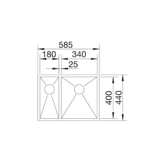 Zlewozmywak ZEROX 340/180-U Stal polerowana prawa, InFino BLANCO 521614