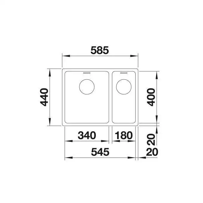 Komora ANDANO 340/180-IF Stal polerowana lewa, InFino BLANCO 522975