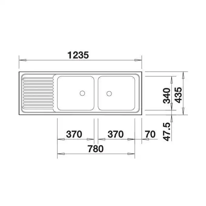 Zlewozmywak TOP EZS 12x4-2 Stal matowa odwracalny, bez przelewu (1 1/2) BLANCO 500374