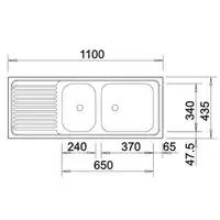 Zlewozmywak TOP EZS 11x4 Stal matowa odwracalny, bez przelewu (1 1/2) BLANCO 500847