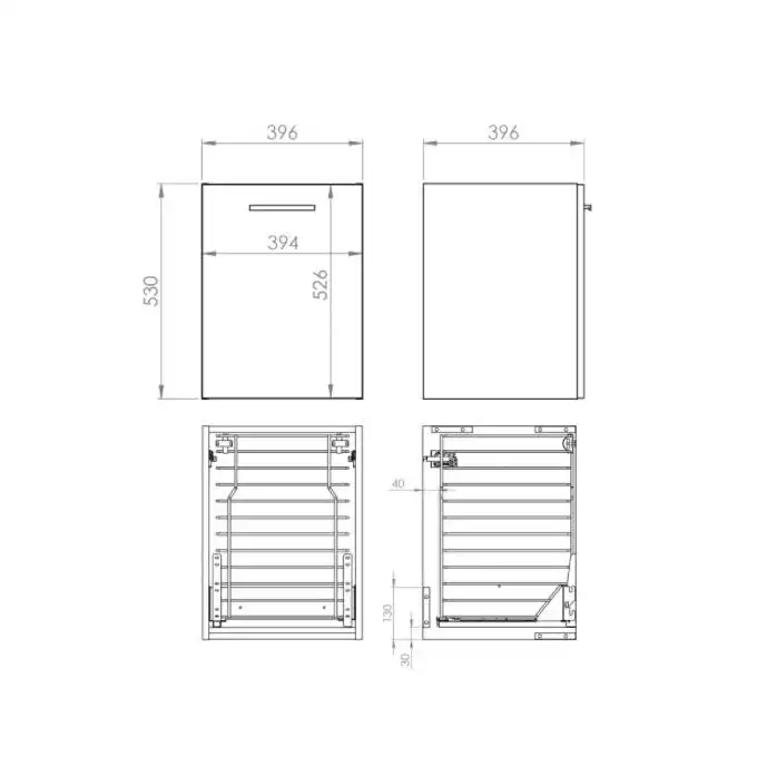 Komoda KWADRO PLUS 40 z koszem cargo black HG PDW ELITA 167652