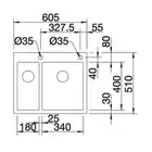 Zlewozmywak CLARON 340/180-IF/A Stal polerowana prawa, korek auto., InFino, PushControl BLANCO 521647