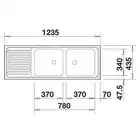 Zlewozmywak TOP EZS 12x4-2 Stal matowa odwracalny, bez przelewu (1 1/2) BLANCO 500374