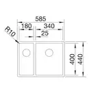 Zlewozmywak CLARON 340/180-U Stal polerowana lewa, InFino BLANCO 521609