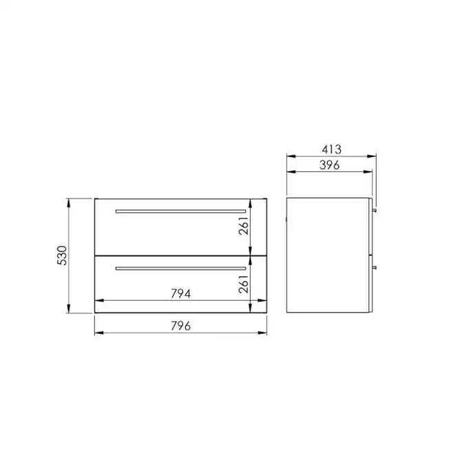 Komoda KWADRO PLUS 80 2S black HG PDW ELITA 167651