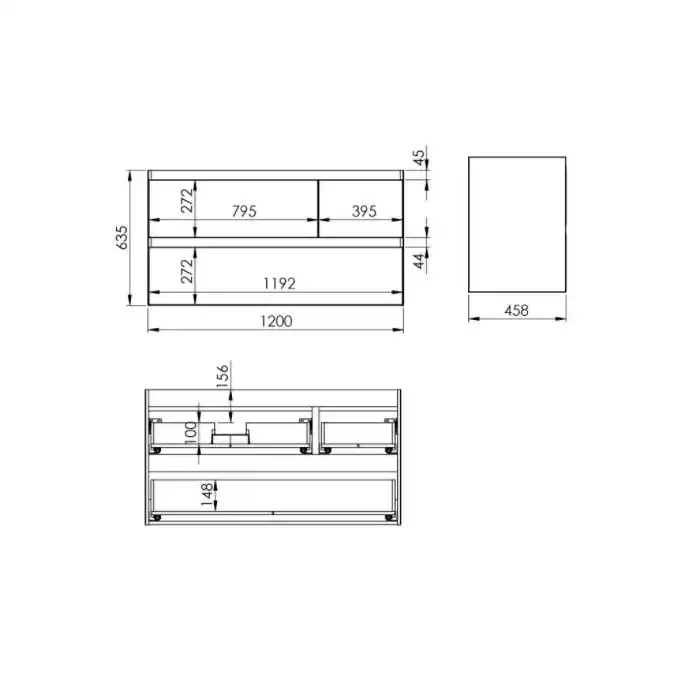 Szafka podumywalkowa SPLIT 120 3S L black matt PDW ELITA RE012006157160