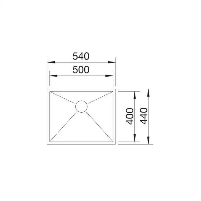 Zlewozmywak ZEROX 500-U Stal polerowana, InFino BLANCO 521589