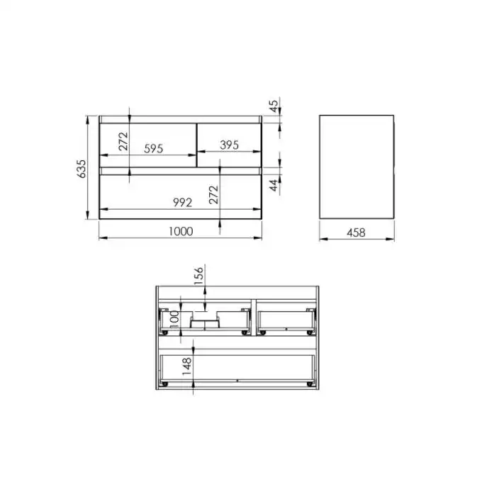 Szafka podumywalkowa SPLIT 100 3S L black matt PDW ELITA RE011006157160