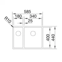 Zlewozmywak CLARON 340/180-U Stal polerowana prawa, InFino BLANCO 521610