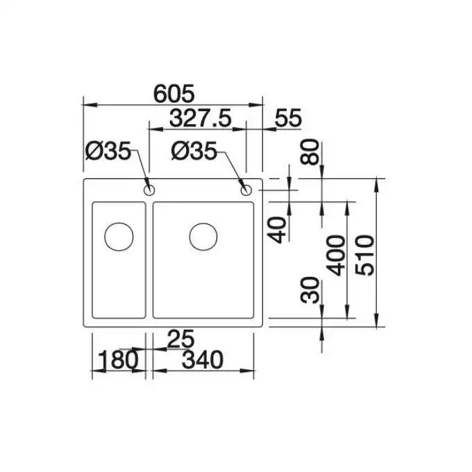 Zlewozmywak CLARON 340/180-IF/A Stal polerowana prawa, korek auto., InFino, PushControl BLANCO 521647