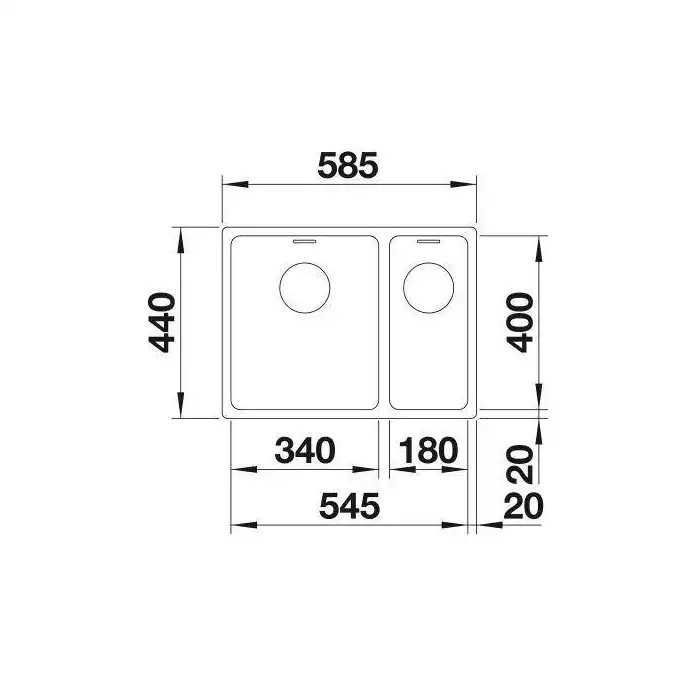 Komora ANDANO 340/180-IF Stal polerowana prawa, InFino BLANCO 522973