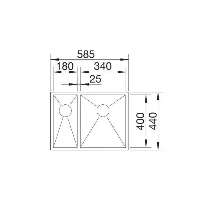 Zlewozmywak ZEROX 340/180-U Stal polerowana lewa, InFino BLANCO 521613