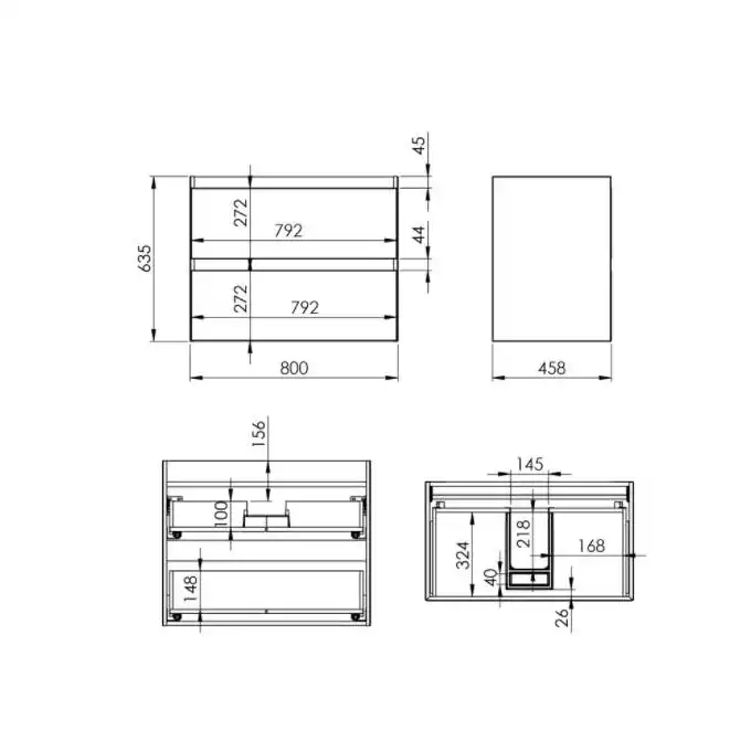 Szafka podumywalkowa SPLIT 80 2S black matt PDW ELITA RE010800057160