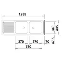 Zlewozmywak TOP EZS 12x4-2 Stal matowa odwracalny, bez przelewu (1 1/2) BLANCO 500374