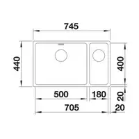 Komora ANDANO 500/180-U Stal polerowana prawa, InFino BLANCO 522989