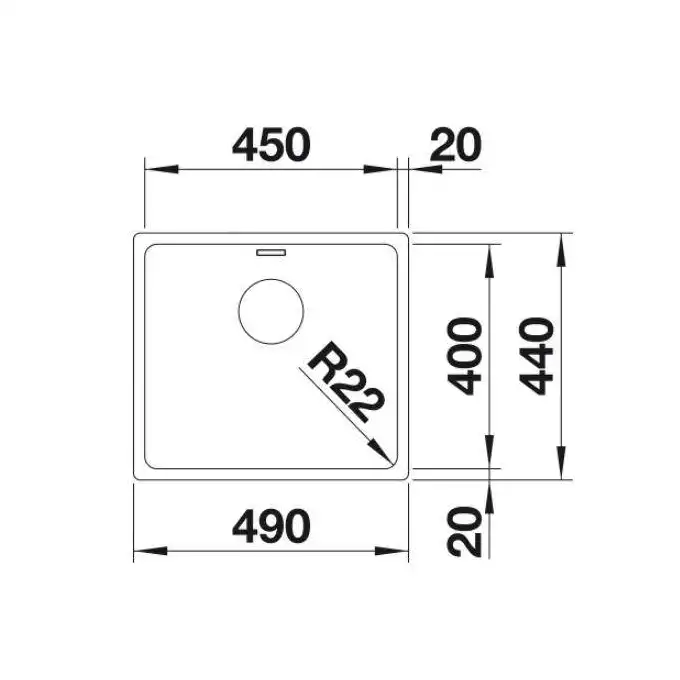 Komora ANDANO 450-U Stal polerowana, InFino BLANCO 522963