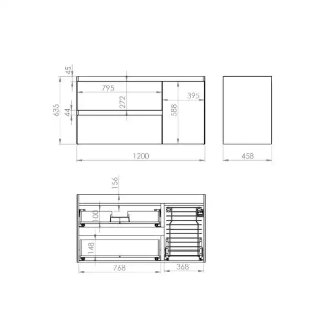 Szafka podumywalkowa SPLIT 120 2S L CARGO black matt PDW ELITA RE011206257160