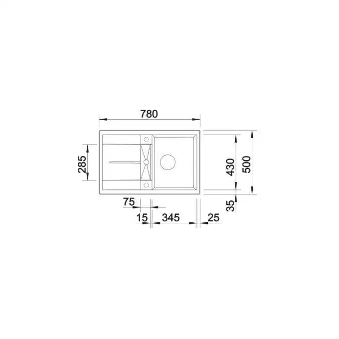 Zlewozmywak METRA 45 S Silgranit PuraDur Antracyt odwracalny, korek auto. BLANCO 513035