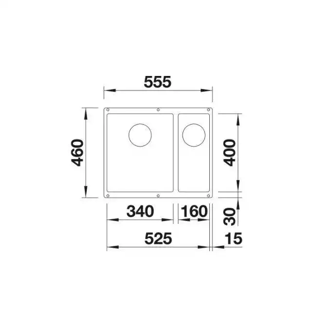 Komora SUBLINE 340/160-U Silgranit PuraDur Kawowy lewa, InFino BLANCO 523557