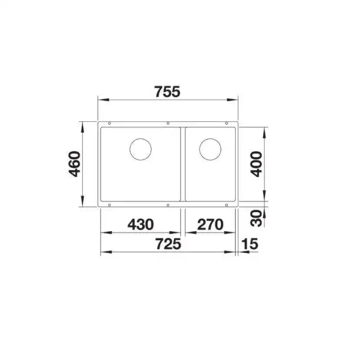 Komora SUBLINE 430/270-U Silgranit PuraDur Antracyt lewa, InFino BLANCO 523151