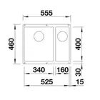 Komora SUBLINE 340/160-U Silgranit PuraDur Alumetalik lewa, InFino BLANCO 523550