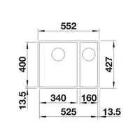 Komora SUBLINE 340/160-F Silgranit PuraDur Antracyt lewa, InFino BLANCO 523568