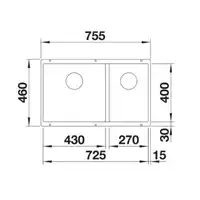 Komora SUBLINE 430/270-U Silgranit PuraDur Antracyt lewa, InFino BLANCO 523151