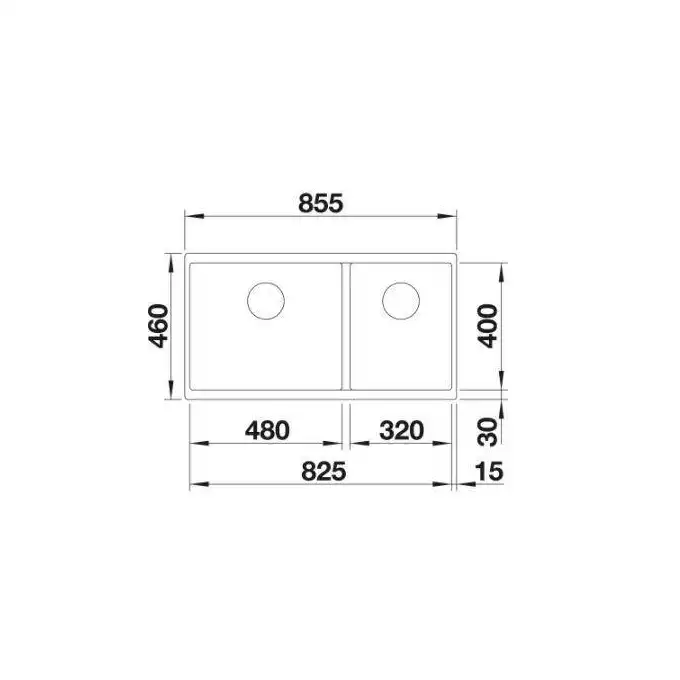 Komora SUBLINE 480/320-U Silgranit PuraDur Czarny, lewa, InFino BLANCO 525993