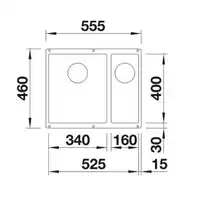 Komora SUBLINE 340/160-U Silgranit PuraDur Tartufo prawa, InFino BLANCO 523565