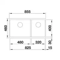 Komora SUBLINE 480/320-U Silgranit PuraDur Alumetalik lewa, InFino BLANCO 523586