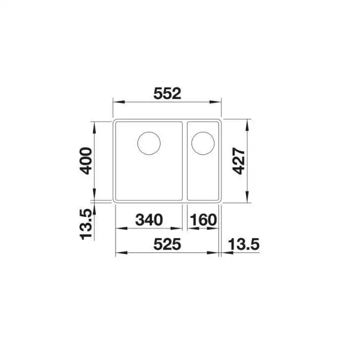 Komora SUBLINE 340/160-F Silgranit PuraDur Kawowy lewa, InFino BLANCO 523573