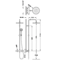 Zestaw termostatyczny natryskowy, deszczownica fi 225mm z kolankiem, słuchawka, wąż, chrom. TRES 21639301