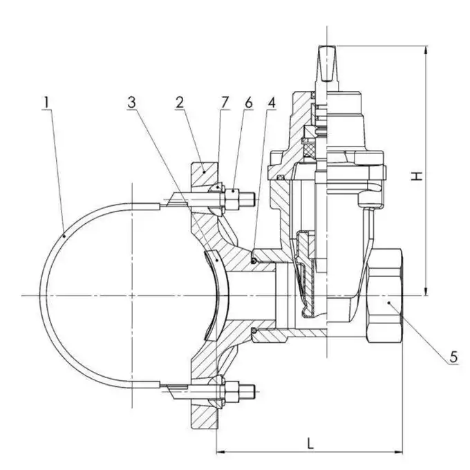 Nawiertka  NWZ -z zasuwą FI100/50 (na żeliwo,stal) ANWOD NWZ 50 022 / NWZ-ZL-50-100