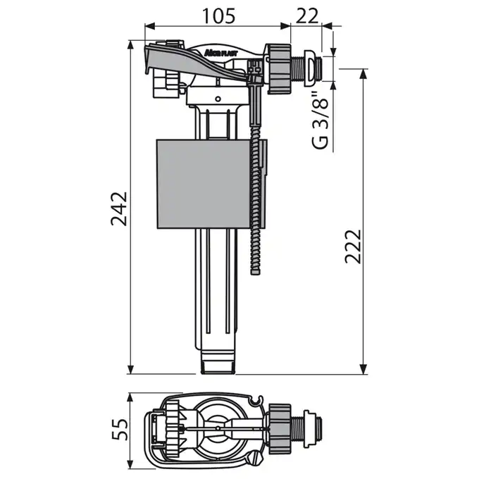 Zestaw części do A101 AL1 A16P zawór napełniający 3/8 chrom / A16M ALCADRAIN A160P-3/8&quot;