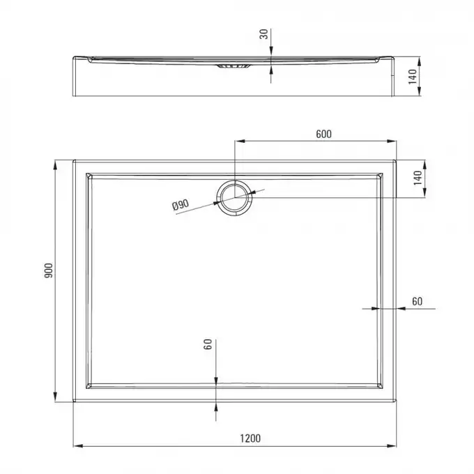 Brodzik JAŚMIN prostokątny biały akrylowy 120x90 cm DEANTE KGJ_043B