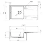 Zlewozmywak ERIDAN alabaster granit 1-komorowy Z/O 1000X520X203, 3,5&quot; + osprzęt SPACE SAVER LUX DEANTE ZQE_A713