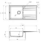 Zlewozmywak ERIDAN szary metalik granit 1-kom. Z/O 1000X520X203, 3,5&quot; + osprzęt SPACE SAVER LUX DEANTE ZQE_S713